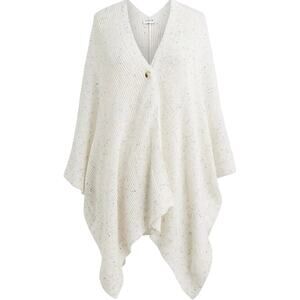J. Crew Donegal Button-Front Cotton Wool Speckled Knit Poncho Lagenlook Preppy